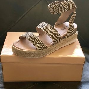 AMS Chevron Sandals black and tan